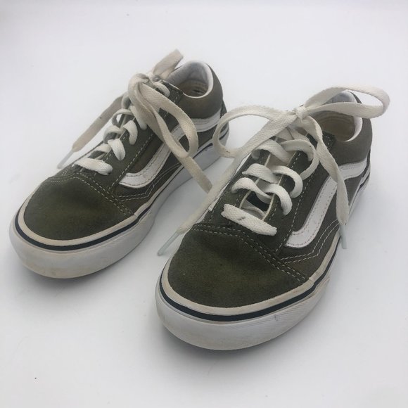 Vans Green Canvas/Suede Old Skool Low Sneakers, Kid's Size 13.5/EUR 31